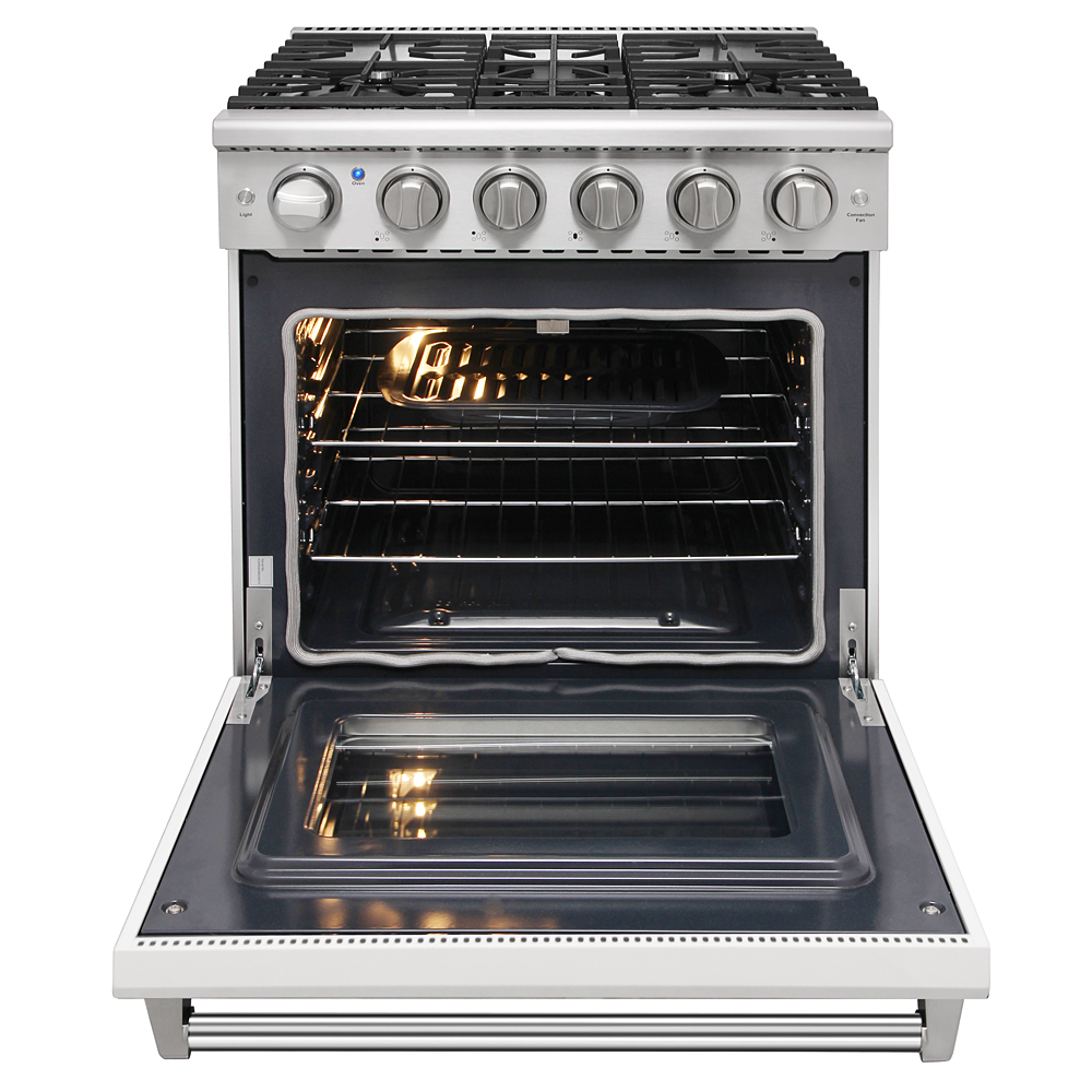 30 inch gas range and range hood set - White