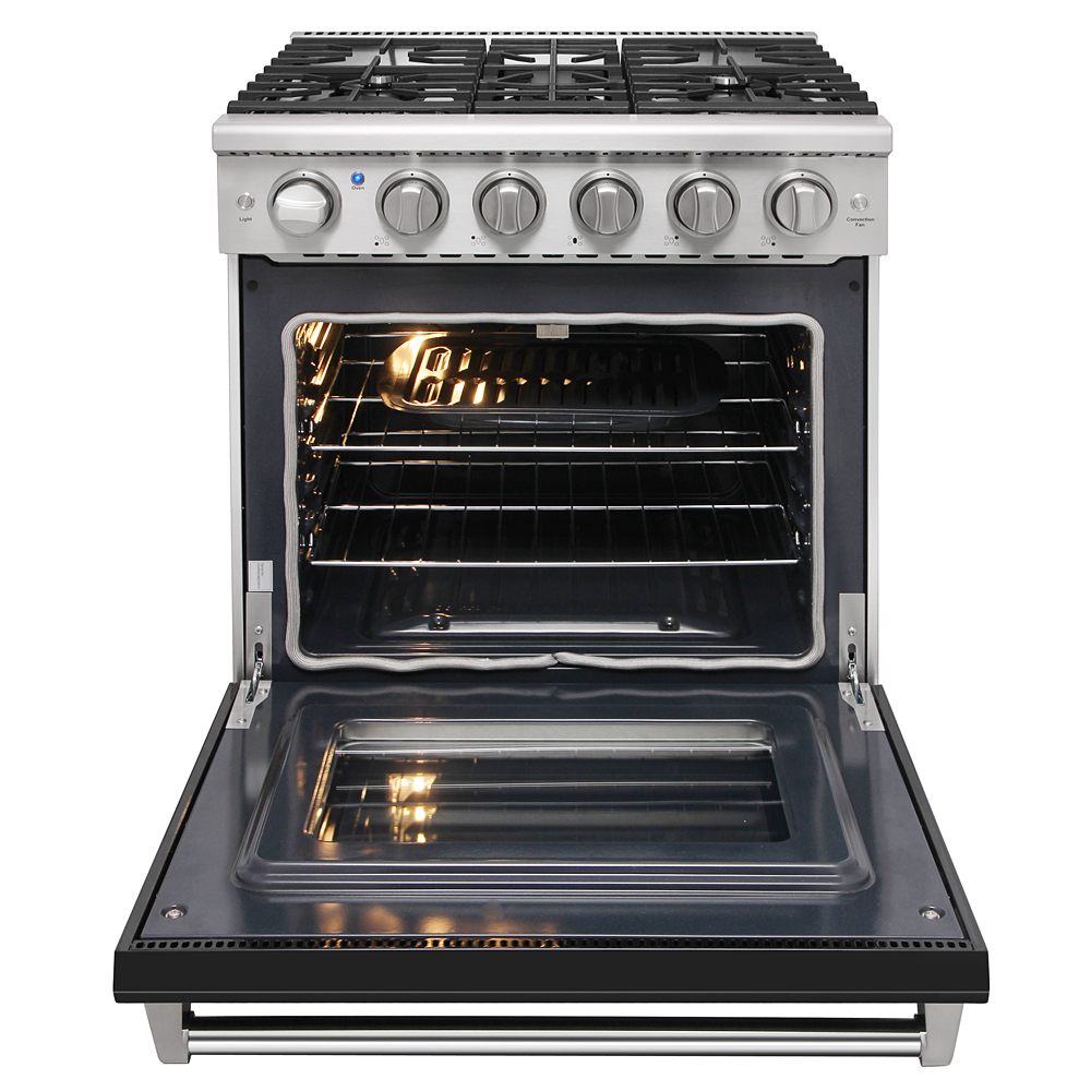 30 inch gas range and range hood set - Black