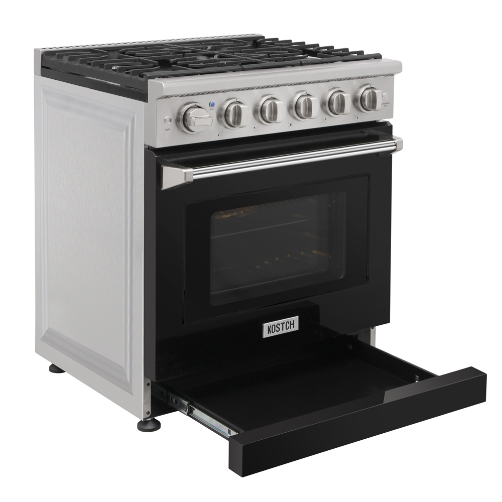 30 inch gas range and range hood set - Black