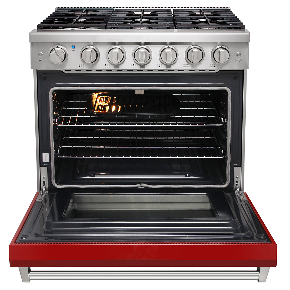 36 inch gas range and range hood set - Red