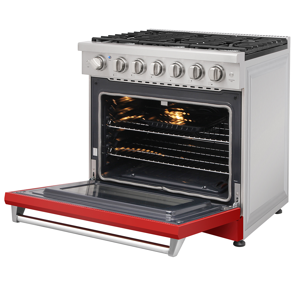 36 inch gas range and range hood set - Red