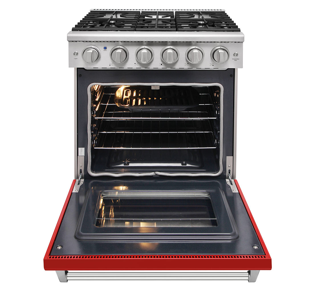 30 inch gas range and range hood set - Red