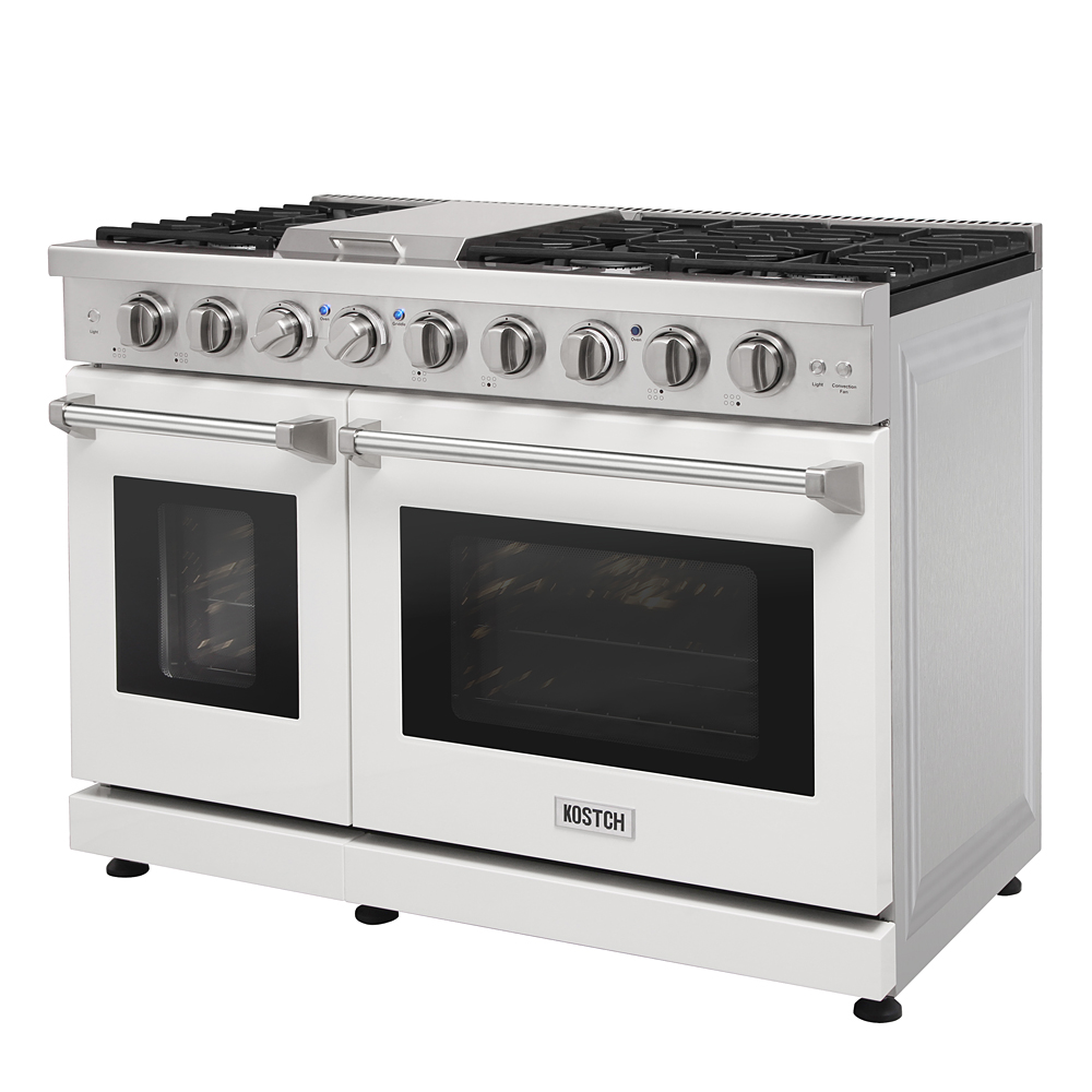 48 inch gas range and range hood set - White