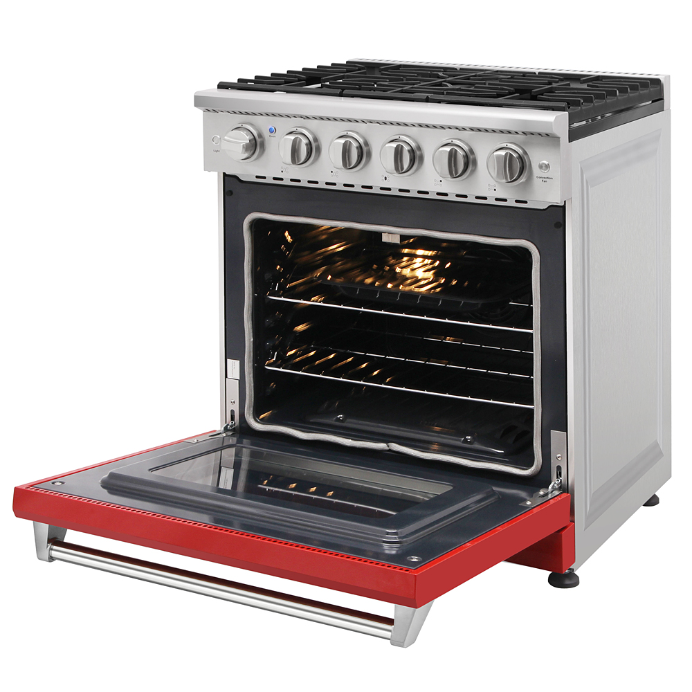 30 inch gas range and range hood set - Red