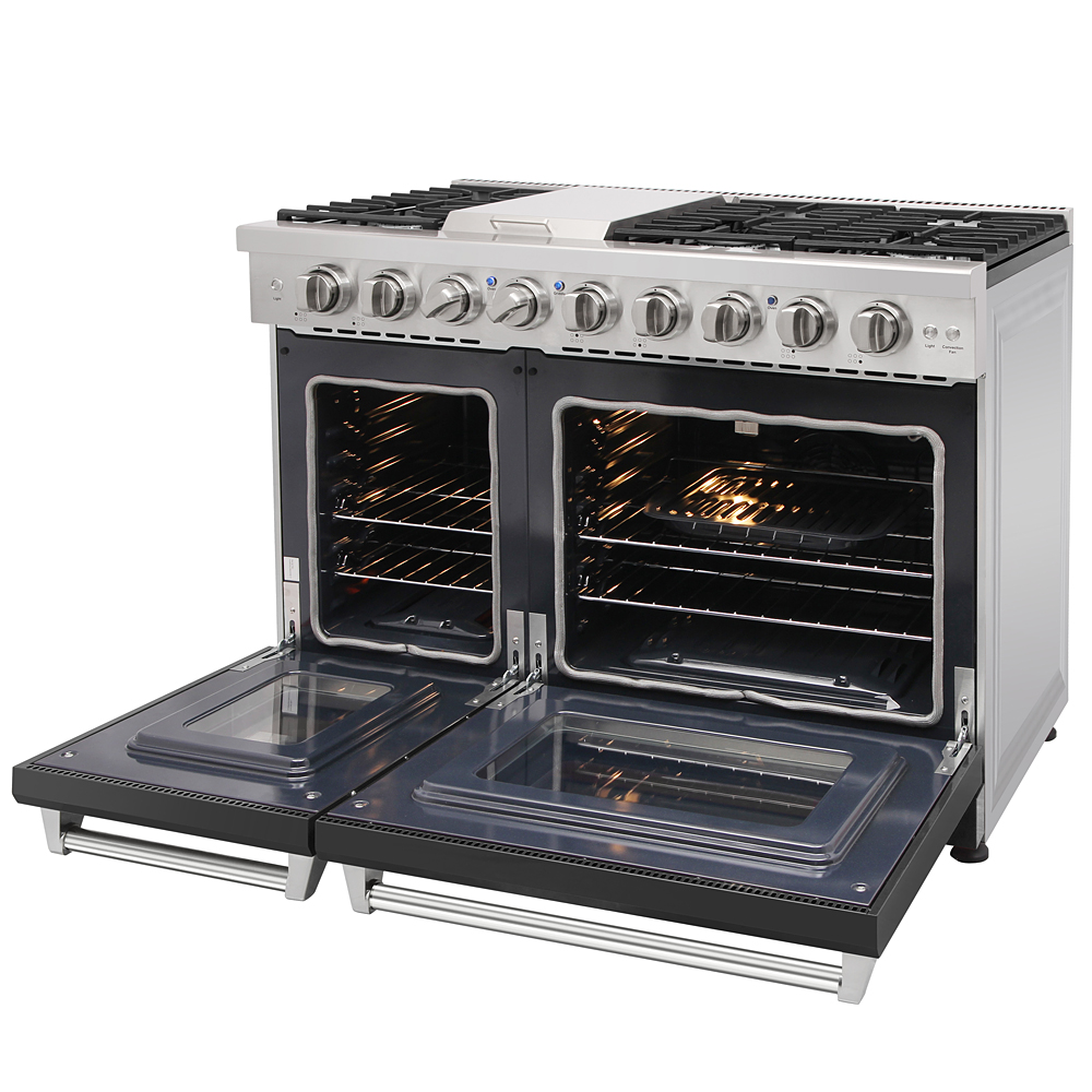 48 inch gas range and range hood set - Black