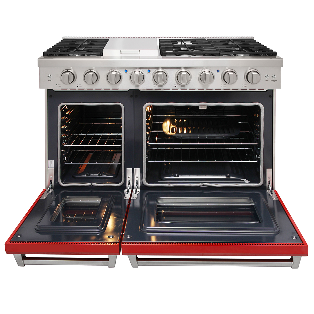 48 inch gas range and range hood set - Red