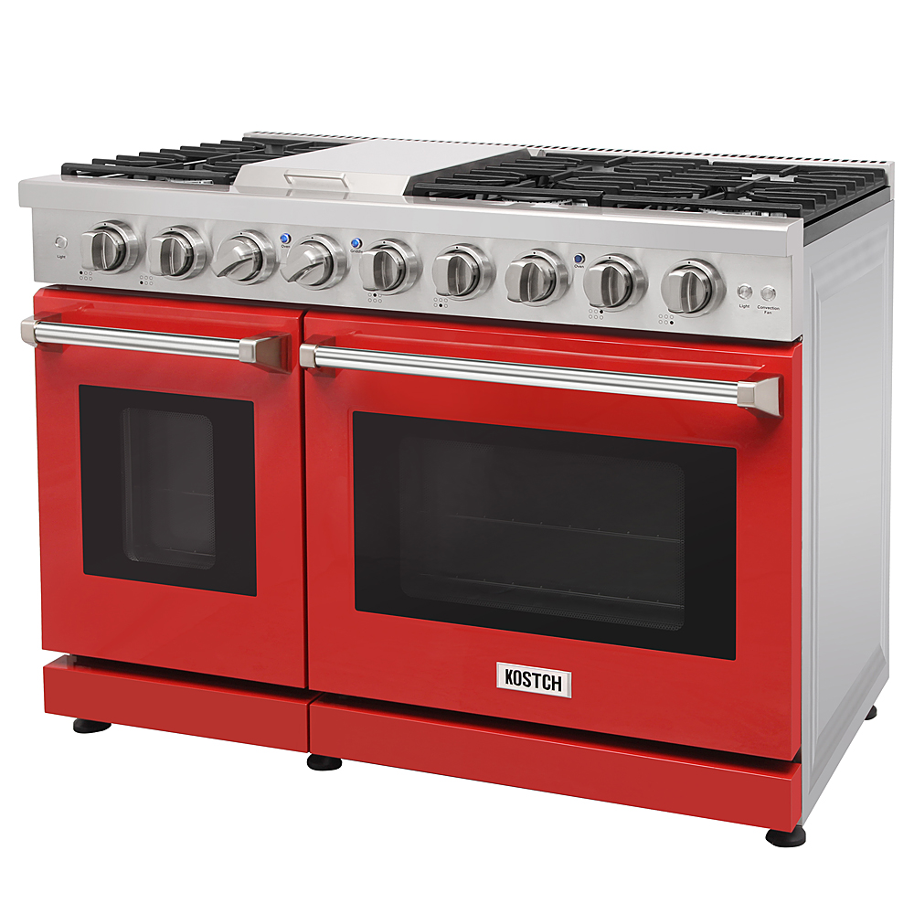 48 inch gas range and range hood set - Red