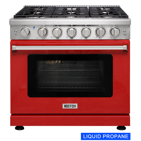 KOSTCH 36" 6 cu.ft Pro-Style Liquid Propane Gas Range with Convection Oven