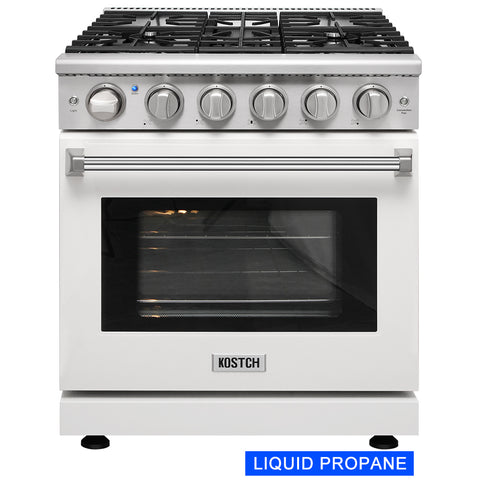 KOSTCH 30" 4.55 cu.ft Pro-Style Liquid Propane Gas Range with Convection Oven