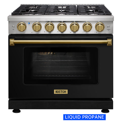 KOSTCH 36" 6 cu.ft Pro-Style Liquid Propane Gas Range with Convection Oven