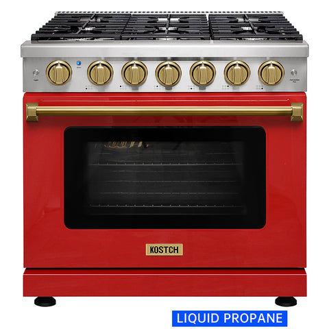 KOSTCH 36" 6 cu.ft Pro-Style Liquid Propane Gas Range with Convection Oven