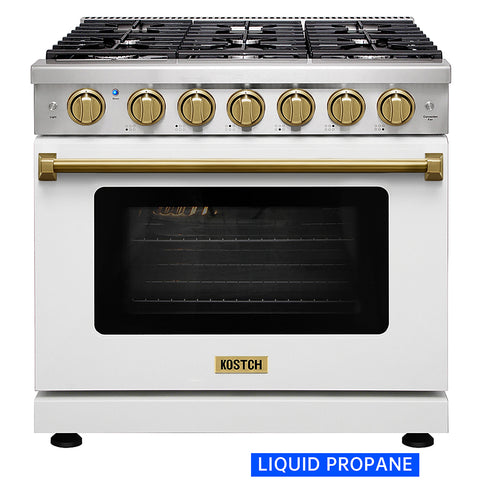 KOSTCH 36" 6 cu.ft Pro-Style Liquid Propane Gas Range with Convection Oven