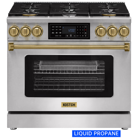 KOSTCH 36" Pro-Style Liquid Propane Gas Range with Tilt Panel Touch Control