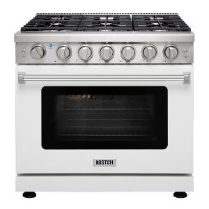 36 inch Professional Gas Range-White