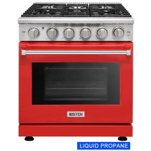 30 inch 5 burners Convection Oven Freestanding Liquid Propane Gas Range ( Red )