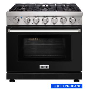 36-in 6 burners Convection Oven Freestanding Liquid Propane Gas Range ( Black )