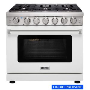 36-in 6 burners Convection Oven Freestanding Liquid Propane Gas Range ( White )