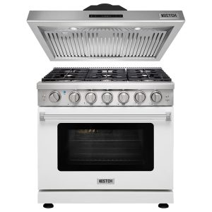 36 inch Natural Gas Range 6 Burners 6.0 cu.ft. Oven & 36 inch Under Cabinet Range Hood Sets White