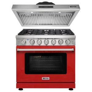 30 inch  Natural Gas Range  5 Burners, 4.55 cu.ft. Oven & 30 inch Under Cabinet Range Hood Sets Red