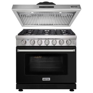 36 inch Natural Gas Range 6 Burners 6.0 cu.ft. Oven & 36 inch Under Cabinet Range Hood Sets Black