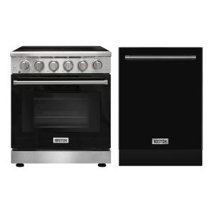 30″ Electric Range & 24″ Built-In Dishwasher Kitchen Appliance Sets – Black