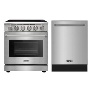 30″ Electric Range & 24″ Built-In Dishwasher Kitchen Appliance Sets – Stainless Steel