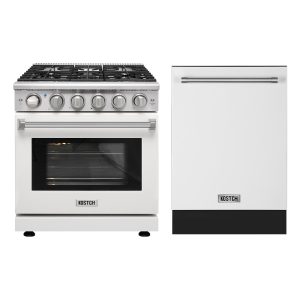 36-Inch 6-Burner Natural Gas Range with 6.0 Cu. Ft. Convection Oven & 24-Inch Built-in Dishwasher Set – White