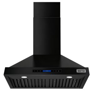 30-Inch Wall Mount Convertible Range Hood – 600 CFM Ducted Kitchen Vent Hood with Touchscreen Controls, 3-Speed Fan & LED Lighting, Black