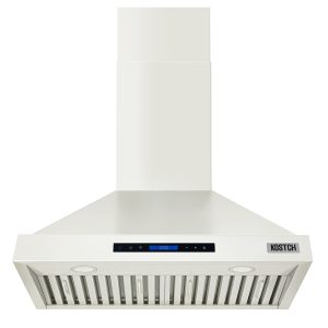 30-Inch Wall Mount Convertible Range Hood – 600 CFM Ducted Kitchen Vent Hood with Touchscreen Controls, 3-Speed Fan & LED Lighting, White