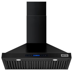 36-Inch Wall Mount Range Hood, 600 CFM Convertible Ducted Kitchen Vent Hood with Touch Control Panel, 3-Speed Exhaust Fan & LED Lights, Black