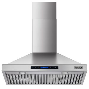 36-Inch Wall Mount Range Hood, 600 CFM Convertible Ducted Kitchen Vent Hood with Touch Control Panel, 3-Speed Exhaust Fan & LED Lights, Stainless Steel