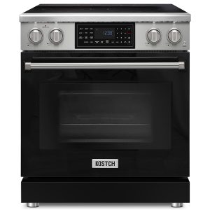 30-Inch Black Freestanding Electric Range with 5 Burners, 4.8-cu ft Convection Oven, Air Fry & Self-Cleaning, Touchscreen Display