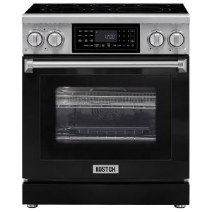 30-Inch Black Freestanding Electric Range with 5 Burners, 4.8-cu ft Convection Oven, Air Fry & Self-Cleaning, Touchscreen Display