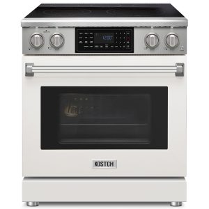 30-Inch White Freestanding Electric Range with 5 Burners, 4.8-cu ft Convection Oven, Air Fry & Self-Cleaning, Touchscreen Display
