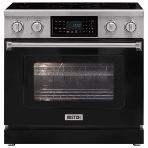 36-Inch Black Freestanding Electric Range with 5 Burners, 6.2-cu ft Convection Oven, Air Fry & Self-Cleaning, Touchscreen Display
