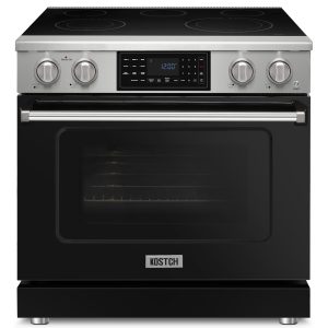 36-Inch Black Freestanding Electric Range with 5 Burners, 6.2-cu ft Convection Oven, Air Fry & Self-Cleaning, Touchscreen Display
