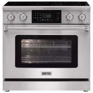 36-Inch Stainless Steel Freestanding Electric Range with 5 Burners, 6.2-cu ft Convection Oven, Air Fry & Self-Cleaning, Touchscreen Display
