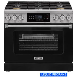 36-in Black Freestanding Liquid Propane Gas Range with 6 Burners, 6.2-cu ft Convection Oven & Touchscreen Display