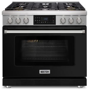 36-Inch Black Freestanding Natural Gas Range with 6 Burners, 6.2-cu ft Convection Oven, Air Fry & Self-Cleaning, Touchscreen Display