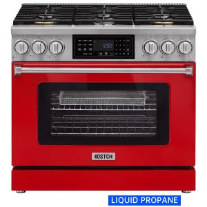 36-in Red Freestanding Liquid Propane Gas Range with 6 Burners, 6.2-cu ft Convection Oven & Touchscreen Display