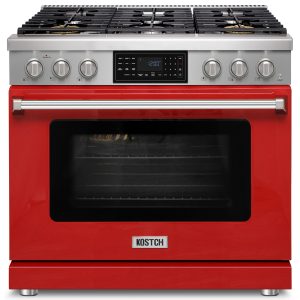36-Inch Red Freestanding Natural Gas Range with 6 Burners, 6.2-cu ft Convection Oven, Air Fry & Self-Cleaning, Touchscreen Display