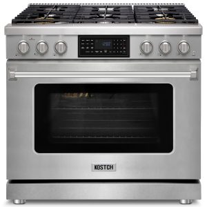 36-Inch Stainless Steel Freestanding Natural Gas Range with 6 Burners, 6.2-cu ft Convection Oven, Air Fry & Self-Cleaning, Touchscreen Display