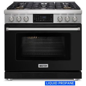 36-in Black Freestanding Liquid Propane Gas Range with 6 Burners, 6.2-cu ft Convection Oven & Touchscreen Display