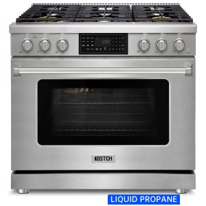 36-in Stainless Steel Freestanding Liquid Propane Gas Range with 6 Burners, 6.2-cu ft Convection Oven & Touchscreen Display